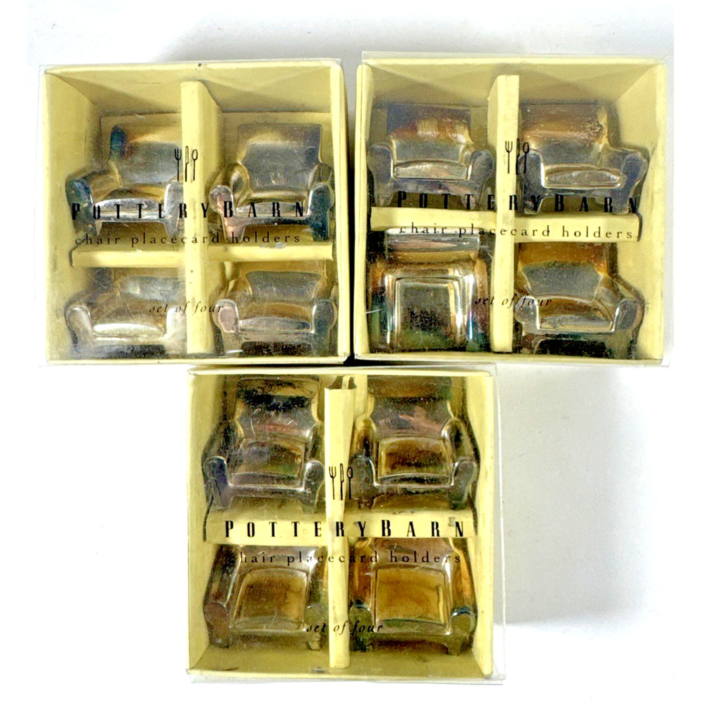 Pottery Barn Metal Chair Placecard Holders - 12 Total - Tarnished